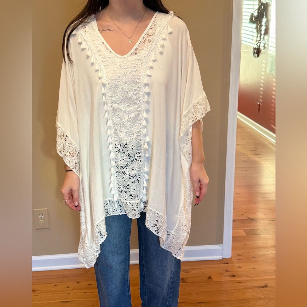 Lulla Collection White Boho Top/Cover-up